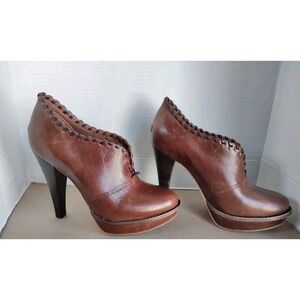 UGG Leather Platform Heel Ankle Jamison Booties Lamb Fur Sheepskin Lining Size 7